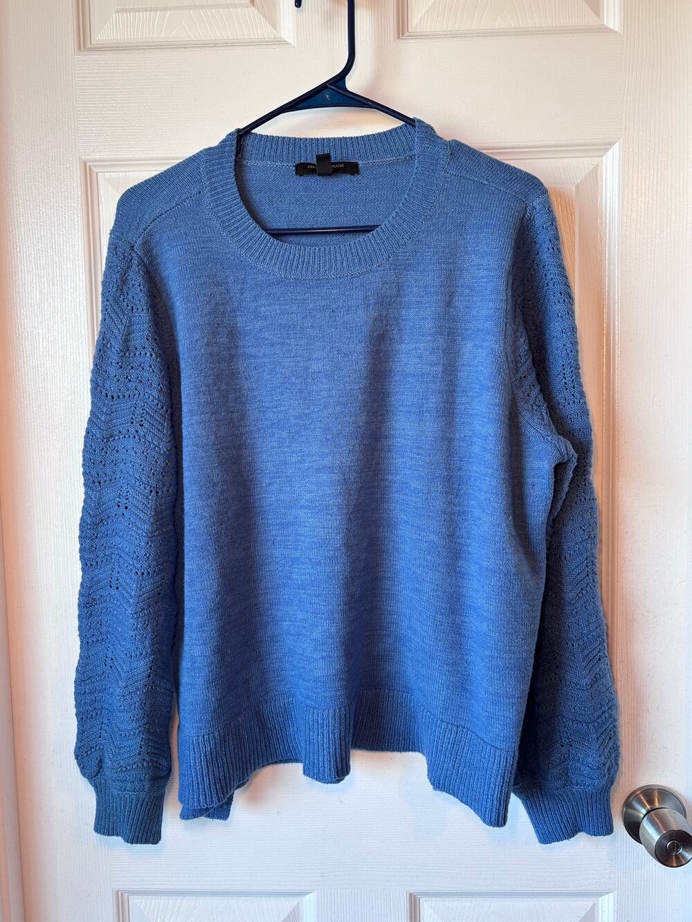 Christian Siriano Women’s XXL Blue Pointelle Knit Sweater Oversized Pullover